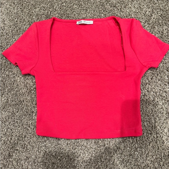 Zara Tops - Zara Vibrant Red Square Neck Crop Top